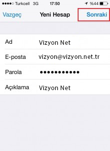 Iphone pop3 mail kurulumu